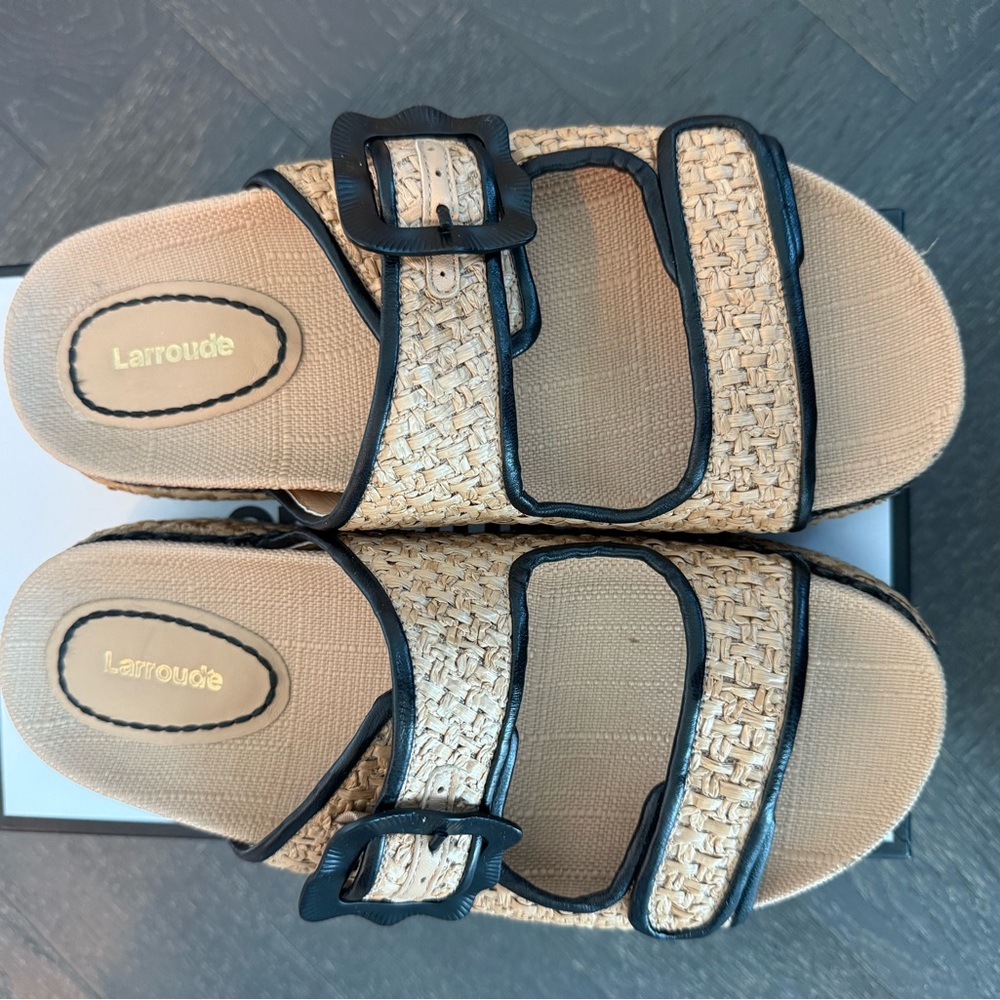 Larroude Milan raffia sandal